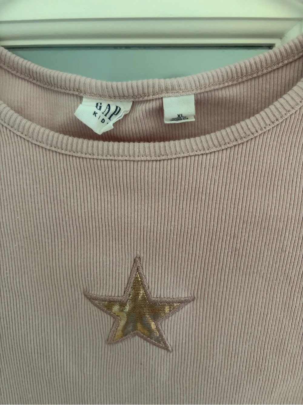 GAP Light Pink Ribbed Tee with Silver Star